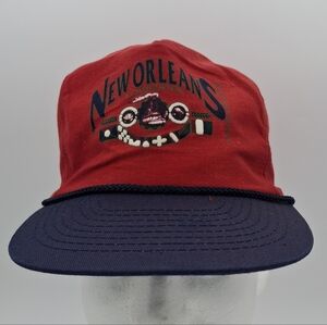 Vintage 1990s New Orleans Louisiana snapback hat in red and black 90s